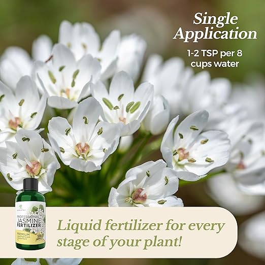 Professional Jasmine Fertilizer Liquid 3-1-2 Concentrate 8 oz, Premium Jasmine Plant Fertilizer Indoor Outdoor, Liquid Jasmine Fertilizer for Flowers and Plants Made in USA