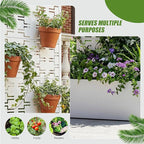 Casaphoria Metal Raised Garden Bed with Trellis, 59"x30"x12" Planter Box for Climbing Plants, Vegetables & Vines, Features Drainage Holes and Privacy Screen, White-Brick