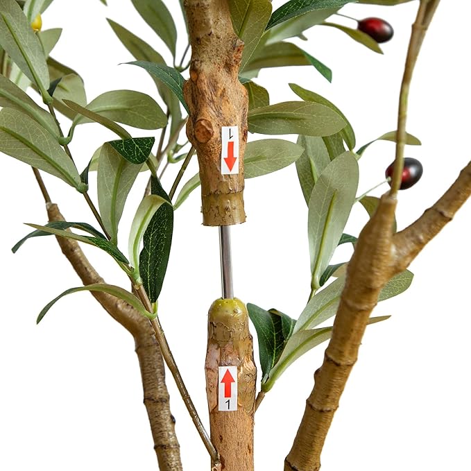 Nearly Natural Olive Tree Artificial Indoor 4FT Tall Silk Faux Olive Tree for Home and Office Decor, Fake Potted Olive Tree with Natural Wood Trunk, Realistic Olive Tree Branches and Lifelike Fruits
