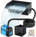 Pond Waterfall Spillway Kit, 8" Pond Waterfall Filter with 660GPH Waterfall Pump & Filter Cage, 10 Ft Corrugated Tubing for Outdoor Garden Ponds, Backyard Water Features