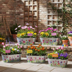 6 Sets Flower Pot Painting Kit DIY 6 Large Spring Metal Iron Plant Pots with Acrylic Paint Stickers Brushes Plant Labels Gardening Tools Kit for Planting Crafts Spring Birthday Easter Gift