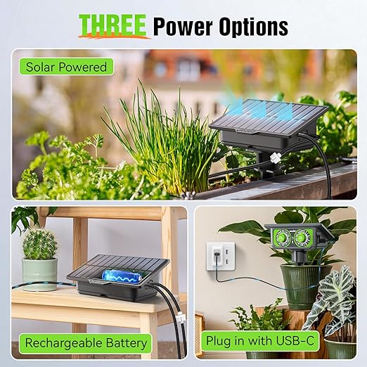 RAINPOINT Easy-Setup Solar Drip Irrigation System Outdoor & Indoor, Automatic Plant Waterer Device Kit Beginner-Friendly Garden Raised Bed Grow Tent Water 10-15 Plants