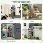 Garden Tool Organizer,Metal Yard Tool Organizer ,Holds 50 Long-Handled Tools/Rakes/Brooms,Side Garden Pocket ,Heavy Duty Steel Yard Tool Storage Rack for Garage,Shed, Outdoor