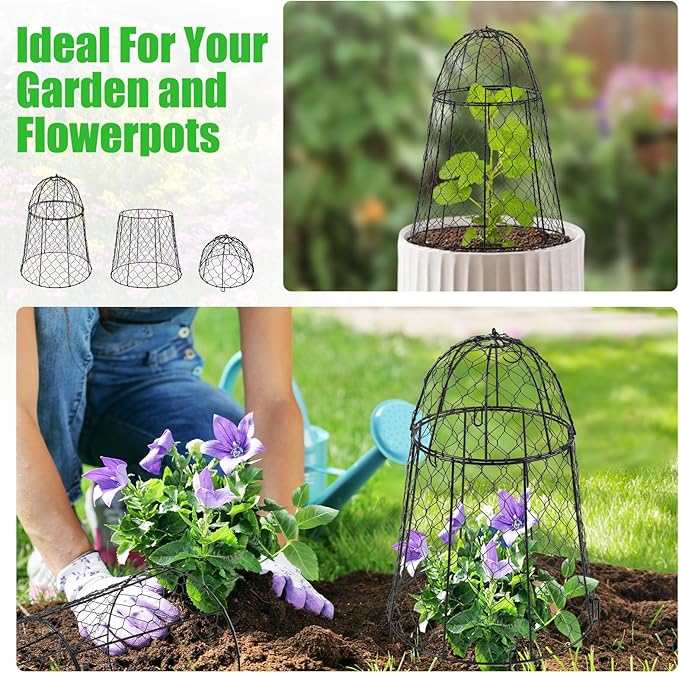 Phoncoo 6 Pack Garden Cloches for Plants, Sturdy Plant Protectors from Animals, Chicken Wire Cage for Plants Garden Cages to Keep Bunnies Chicken Squirrels Birds Animals Out