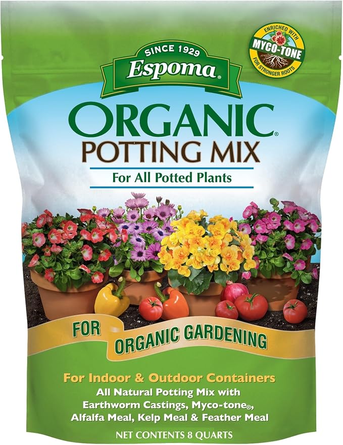 Espoma Organic Potting Soil Mix - All Natural Potting Mix For All Indoor & Outdoor Containers Including Herbs & Vegetables. For Organic Gardening, 8qt. bag. (Pack of 4)
