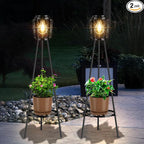MXwcy 2 Pack Solar Lights Outdoor with Plant Stands, Solar Floor Lamp with LED Edison Bulbs for Garden Yard Pathway Driveway Front/Back Porch Decoration