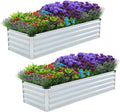 Meberam 2 Pack 4x2x1FT Galvanized Raised Garden Beds Kit Outdoor Metal Gardening Planter Box for Vegetable Elevated Flower Herbs,Silver