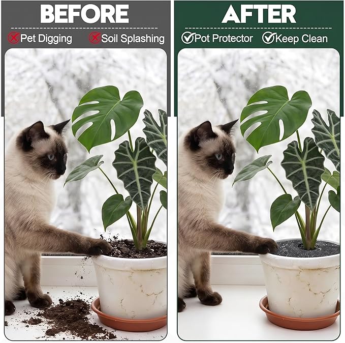 Livious 6 Pcs Plant Pot Grids Protectors from Cats,Squirrels Digging and Animals,15.7 Inch Cuttable Plant Pot Soil Covers for Outdoor Indoor,Adapts to Different Pot Sizes