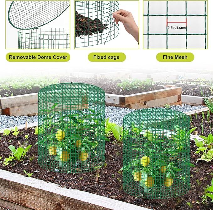 succulentlovers 6 Packs 13"x 16" Wire Plant Protector from Animals, Plant Protector Cages with Detachable Covers & Zip Ties & Stakes, Chicken Wire Plant Covers for Flower and Vegetables Protection