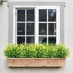 Bassion Artificial Flowers for Outdoors, 24 Bundles Fake Lavender Flowers UV Resistant Yellow Plastic Plants Faux Monkey Grass for Home Porch Garden Window Box Indoor Outdoor Decorations