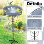 Bird Bath for Outside, Garden Freestanding Birdbath & Birdfeeder with Removable Bowl, Bird Baths Feeder for Outdoors Garden Patio Yard Lawn Decor, 5-Pronged Base & Easy to Clean(Grey)