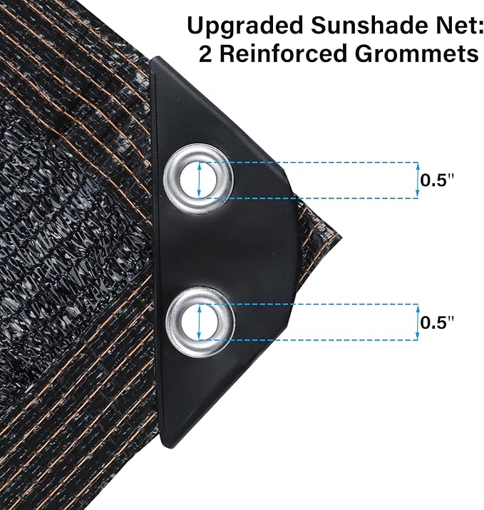 winemana Black Shade Cloth 30x30 FT– 70% Sun Shade Mesh Tarp for Greenhouse, Garden, Patio, Dog Kennel, Chicken Coop, and Outdoor Protection, Plants Cover Shade Netting with 2 Reinforced Grommets