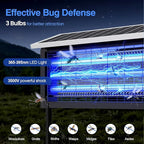 Solar Bug Zapper Outdoor, 30W Large Mosquito Zapper, Electric Mosquito Killer Outdoor, Waterproof & Portable Fly Killer, Rechargeable Flying Insect Trap for Patio, Yard, Garden, Home, Camping, Black
