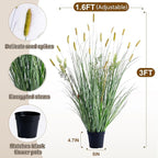 Lifelike Faux Plastic plantas Synthetic Pampas Grass Indoor Outdoor Realistic Floor Plants pet Friendly Artificial Grass for Home Office Wedding Patio Front Fake Grass Decor Housewarming Gift