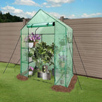 Heyfurni Walk in Greenhouse with Shelves,Walk-in Plant Green House with Durable Green PE Cover, 3 Tiers 6 Shelves Stands with Ground Pegs & Ropes for Stability, 56"x28"x76"