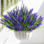 Kinisty 20 Bundles Outdoor Artificial Plants and Flowers, UV Resistant Faux Monkey Grass with Lavender and Fake Plastic Greenery for Spring Summer Outside Planter Porch Garden Decor, Purple