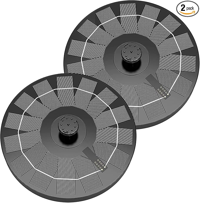 AISITIN 2.5W Solar Bird Bath Fountain, Solar Fountain for Bird Bath with 6 Nozzles, 6.7" Solar Powered Water Fountain for Garden, Ponds, Pool, Fish Tank, Outdoor and Aquarium, 2 Pack