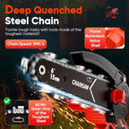 Mini Chainsaw- 6 Inch Electric Mini Chain Saw Cordless Battery Powered One-Hand Tree Trimming Saw with 2 Batteries, Portable Gardening Gadgets for Men, Unique Birthday Gifts (Red)
