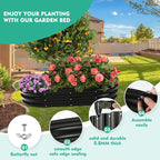 YSEJOMP 6X3X1 FT Oval Galvanized Metal Garden Raised Bed/Plant Box for Planting,36 Inches Diameter Iron Fire Pit Ring,Small Animal Fence-3 in 1 Modular Design in Black (Black, 72X36X11.5 Inches)