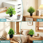 LOYWREE 4 Pack Mini Fake Plants Small Artificial Greenery Potted Plants in Black Pots for Home Office Desk Table Bathroom Farmhouse Room Decor