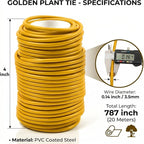 Decoroca Soft Plant Ties for Support - 65.6' Reusable Waterproof Plant Wire, Garden Twist for Indoor & Outdoor Plants and Home Organizing（1pc/Yellow）