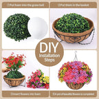 2 Sets Artificial Hanging Flower for Outdoors, Fake Hanging Basket for Outside,2 Hanging Basket with 26 Pcs Faux Silk Flowers for Porch, Balcony and Patio Decor(Mixed)