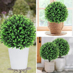 Artificial Green Eucalyptus Topiary Ball Tree 24" with Ground Spike, Set of 2 Artificial Boxwood Bushes for Faux Shrubs, Fake Evergreen Faux Plant for Indoor Outdoor Garden -UV Resistant–Fade-Proof