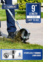Wild Badger Power Edger Lawn Tool 9" 2T Cutting Blade Lawn Edger Attachment up to 2.2" Depth