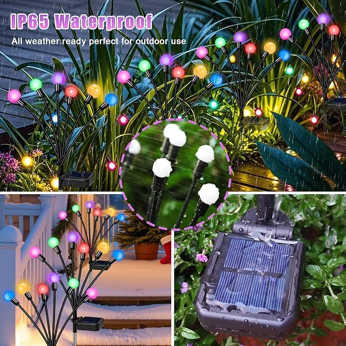 NBQQ Solar Garden Lights Outdoor, Swaying Light Waterproof Solar Lights Outdoor for Yard Pathway Patio, Swaying Lawn Decor as Gardening Gifts for Women Holiday (Multicolor, 4 Pack)