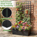 Giantex 2 Pack Metal Raised Garden Bed with Trellis, 36" x 16" x 77" Galvanized Planter Box w/Drainage Holes for Climbing Plants Vegetables Flowers, Outdoor Privacy Screen for Patio Backyard Balcony