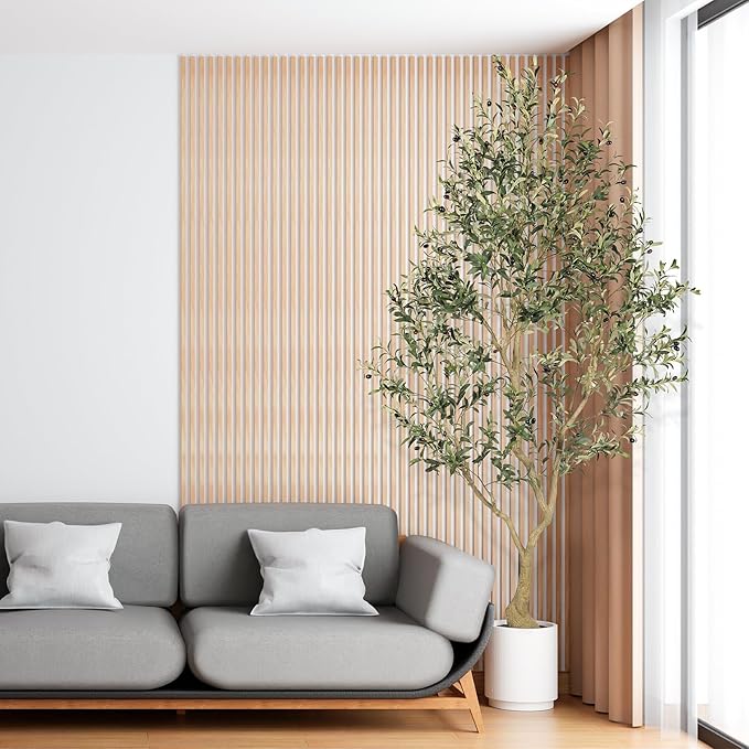 FEELEAD 8ft Artificial Olive Tree – Large Faux Olive Plant Indoor with Pot, Lifelike Olive Trees Artificial Indoor, Tall Fake Olive Tree for Living Room Decor