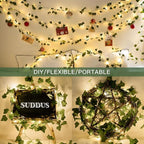 suddus Vine with Fairy Lights Battery Operated, 33ft 100 LED Ivy String Lights with Remote, Leaf Lights for Bedroom, Room, Wall, Garden, Party, Wedding Dorm Decor (Warm White)