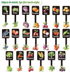 Whaline 20Pcs Watercolor Vegetable Fruit Plant Label Signs 20 Styles Garden Markers Waterproof Black Acrylic Plant Stake Tags with Names for Nursery Indoor Outdoor Garden Decor