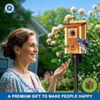 SISTERBIRD Premium Pack of 2 Bluebird Houses for Outside, Garden Bird Houses for Outdoor, Vintage Metal Predator Guard, Birdhouse Gift, Weatherproof Coating Bird Nesting, Assembly Required