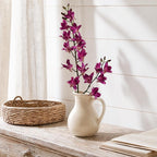 Larksilk 34" Purple Silk Dendrobium Orchid – Realistic Faux Orchid Stem with 17 Lifelike Flowers for Vases & Decor