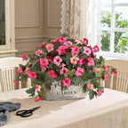 Ammyoo Artificial Fake Petunia Flowers for Outdoor Decoration, 2PCS Faux Silk Petunias Flower for Spring UV Resistant No Fade Realistic Plants for Garden Balcony Yard Porch Indoor Decor(Double Pink)