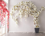 Flower Garland, Artificial Hydrangea Vine Flowers, Hanging Fake Hydrangeas Vine for Room Anniversary Wedding Birthday Christmas Wall Arch Decor, 2 Pcs, Floral Garland, White Flower