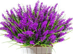 Kinisty 20 Bundles Outdoor Artificial Plants and Flowers, UV Resistant Faux Monkey Grass with Lavender and Fake Plastic Greenery for Spring Summer Outside Planter Porch Garden Decor, Fuchsia
