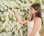 Flower Garland, Artificial Hydrangea Vine Flowers, Hanging Fake Hydrangeas Vine for Room Anniversary Wedding Birthday Christmas Wall Arch Decor, 2 Pcs, Floral Garland, White Flower