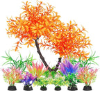 AQUANEAT Artificial Aquarium Plants, Fish Tank Orange Tree Decoration Set, Plastic Accessories, 11pcs