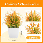 Der Rose 2 Pack Small Fall Fake Plants Mini Artificial Potted Plants Fall Table Office Decor for Home Desk Bathroom Decoration