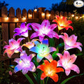 LETMY Solar Garden Lights, 4 Pack Solar Flower Lights with 6 Head Bigger Lily Lights, IP65 Waterproof Solar Lights Outdoor, Decorative Lights for Garden, Patio, Yard, Flower Bed
