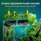 2 Pack Hanging Aquarium Plant Holder – 7-Hole Fish Tank Plant Pot for Pothos & Aquatic Plants, Floating Plant Corral, Aquascape Decor, Rim Plant Holder (Black)