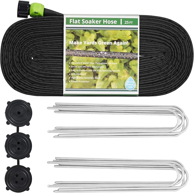Garden Soaker Hose 25ft Save 70% Water, Leakproof Design Double Layer Drip Sprinkler Hose for Garden Bed