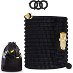 J&B XpandaHose 75ft Expandable Garden Hose - Heavy Duty Superior Strength 3750D - 4 -Layer Latex Core - Extra Strong Brass Connectors and Storage Bag (Black 75)