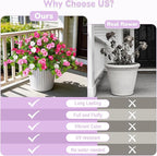 INXUGAO Artificial Fake Flowers for Outdoors Spring Decoration 2 Bundles Faux Flowers Plants for Outdoor Planters UV Resistant Silk Realistic Flowers for Outside Home Garden Front Porch Patio Décor