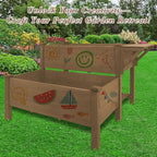 ketive 2-Tier Raised Garden Bed with Legs Outdoor Elevated Garden Box,Storage Shelf,Protective Liner for Backyard,Patio,Balcony,55x42x30in (Brown)