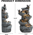 Grepatio Outdoor 5-Tiers Cascading Rock Water Fountain, Waterfall Fountain with 4 LED Lights, Outdoor Fountains and Waterfalls for Garden or Patio, Yard, and Deck Decor with Natural Stone Look