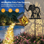 Solar Watering_Can Lights Outdoor Decor with Elephant Stake & Fairy Silhouettes, Cascading String Lights for Garden, Patio, Yard - Waterproof Solar Powered Gift for Mom, Housewarming, Birthday
