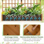 COSTWAY 71” Large Wooden Raised Garden Bed with Trellis and Hanging Roof, 2 Planter Boxes, 4 Drainage Holes, Removable Bottom Plate for Climbing Plants, Flowers, Outdoor Balcony Planter